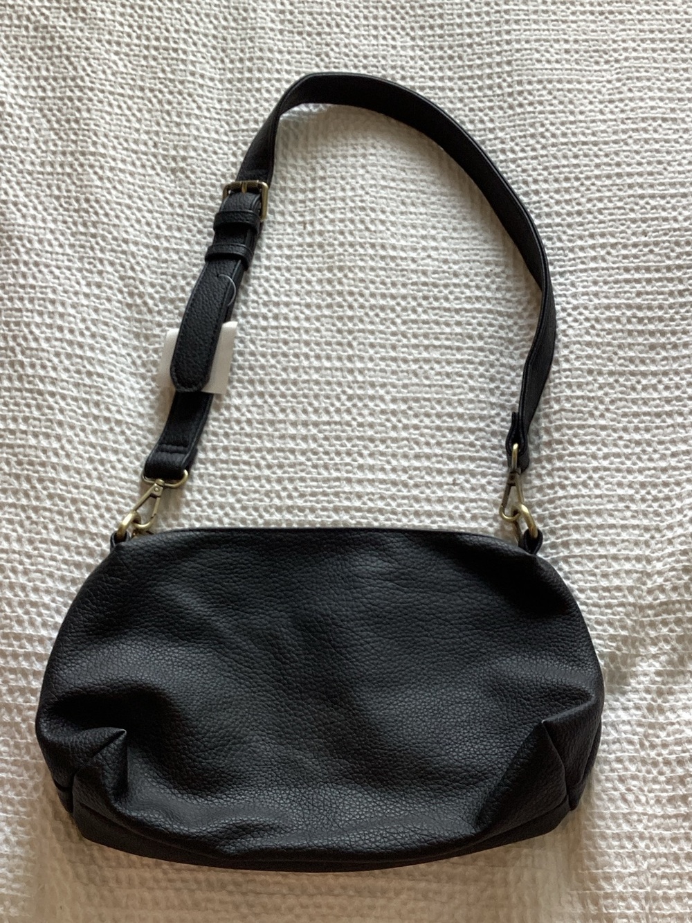 Joy Susan Black Pebbled Leather Shoulder Bag
